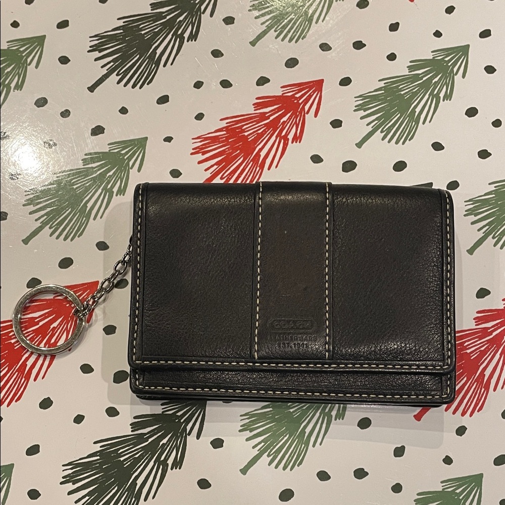 Coach Black Leather Wallet with Chain